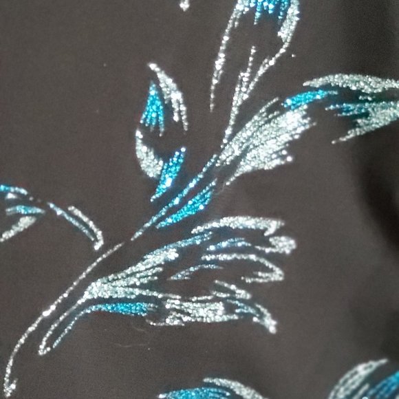 Black & Teal Sequence Strapless Dress - Picture 9 of 16